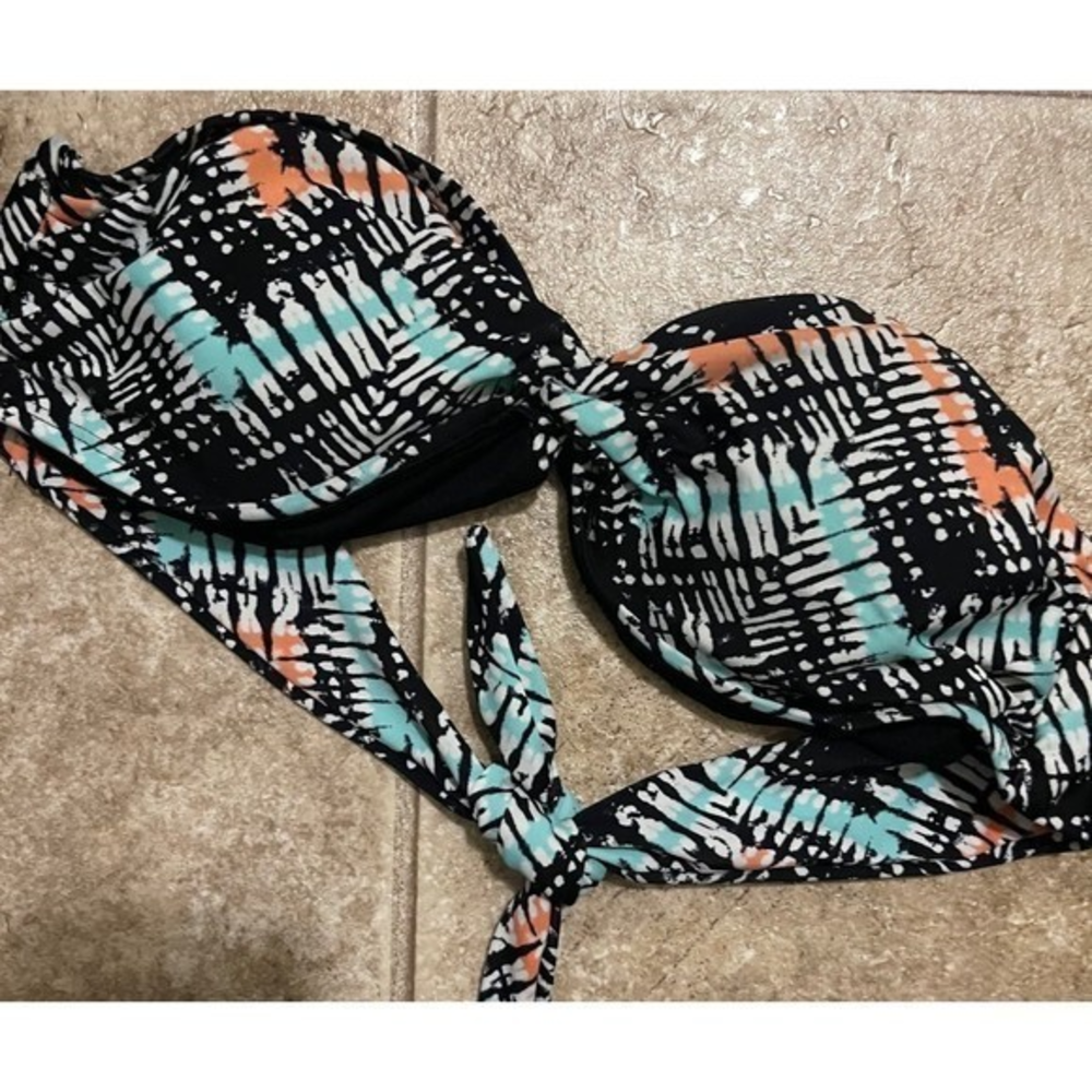 Converse Swim Bikini‎ Bandeau Strapless Tie Back Multicolor Womens Size S NWOT